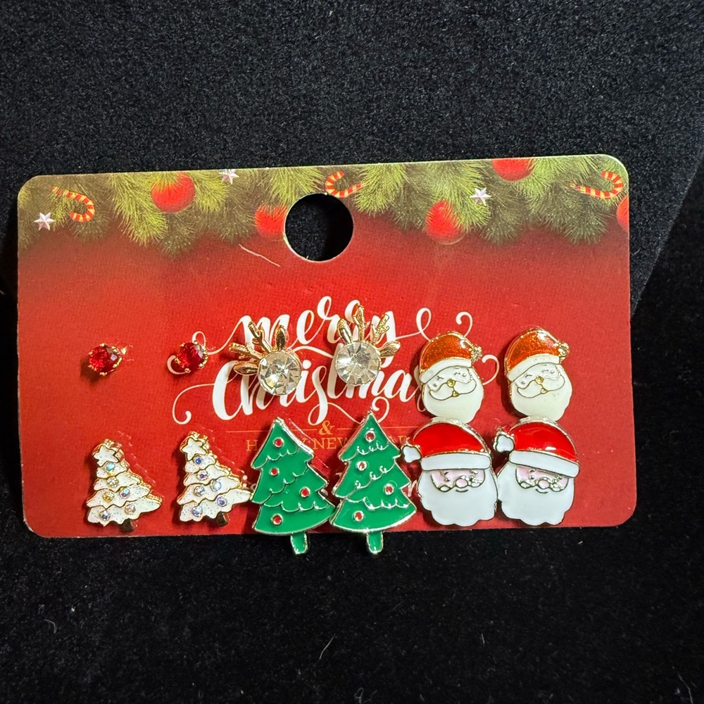 Festive Christmas Earring Set - 6 Pairs